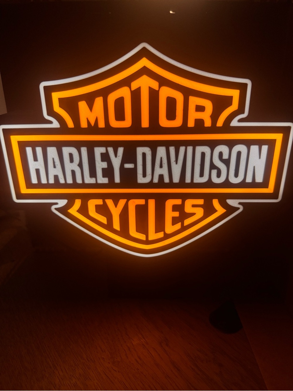 Illuminated Motorcycle Sign - Orange & White‎